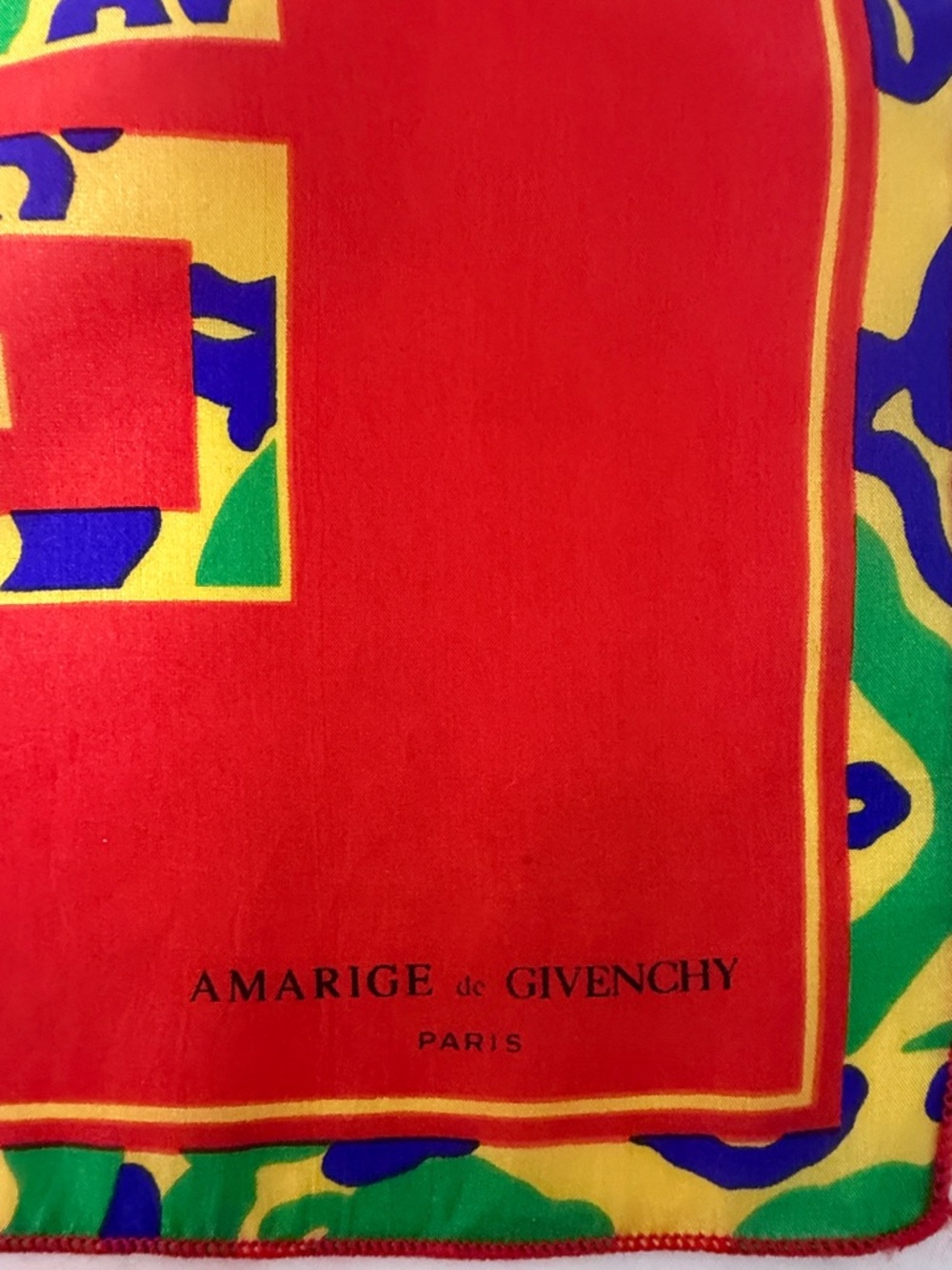 Vintage Givenchy Amarige Silk Scarf Pocket Square 4G Logo - Picture 3 of 8